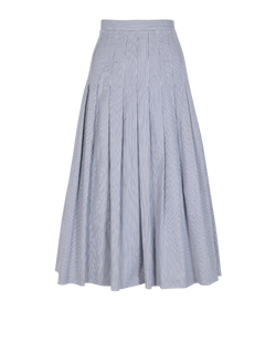 Celine Pleated A-Line Skirt, Cotton, Blk/White, UK14, 2*