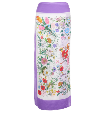 Gucci Floral Print Pareo, &pound;175, Clothing, Purple/White, Cotton, Front view