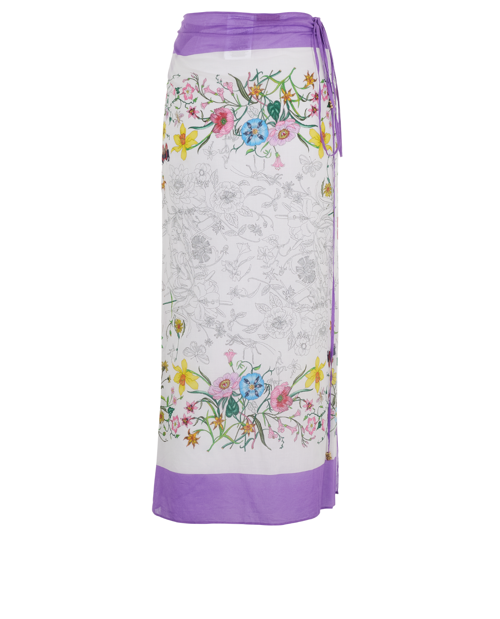 Gucci Floral Print Pareo, &pound;175, Clothing, Purple/White, Cotton, Back view