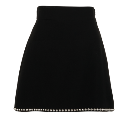 Miu Miu Studded Mini Skirt, &pound;175, Clothing, Black, Viscose, Front view