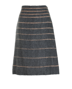 Fendi Vintage Striped Skirt, Silk/Mohair, Grey/Beige, UK16, 2*