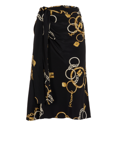 Celine Triomphe Chains Skirt, &pound;295, Clothing, Black/Yellow, Silk, Front view