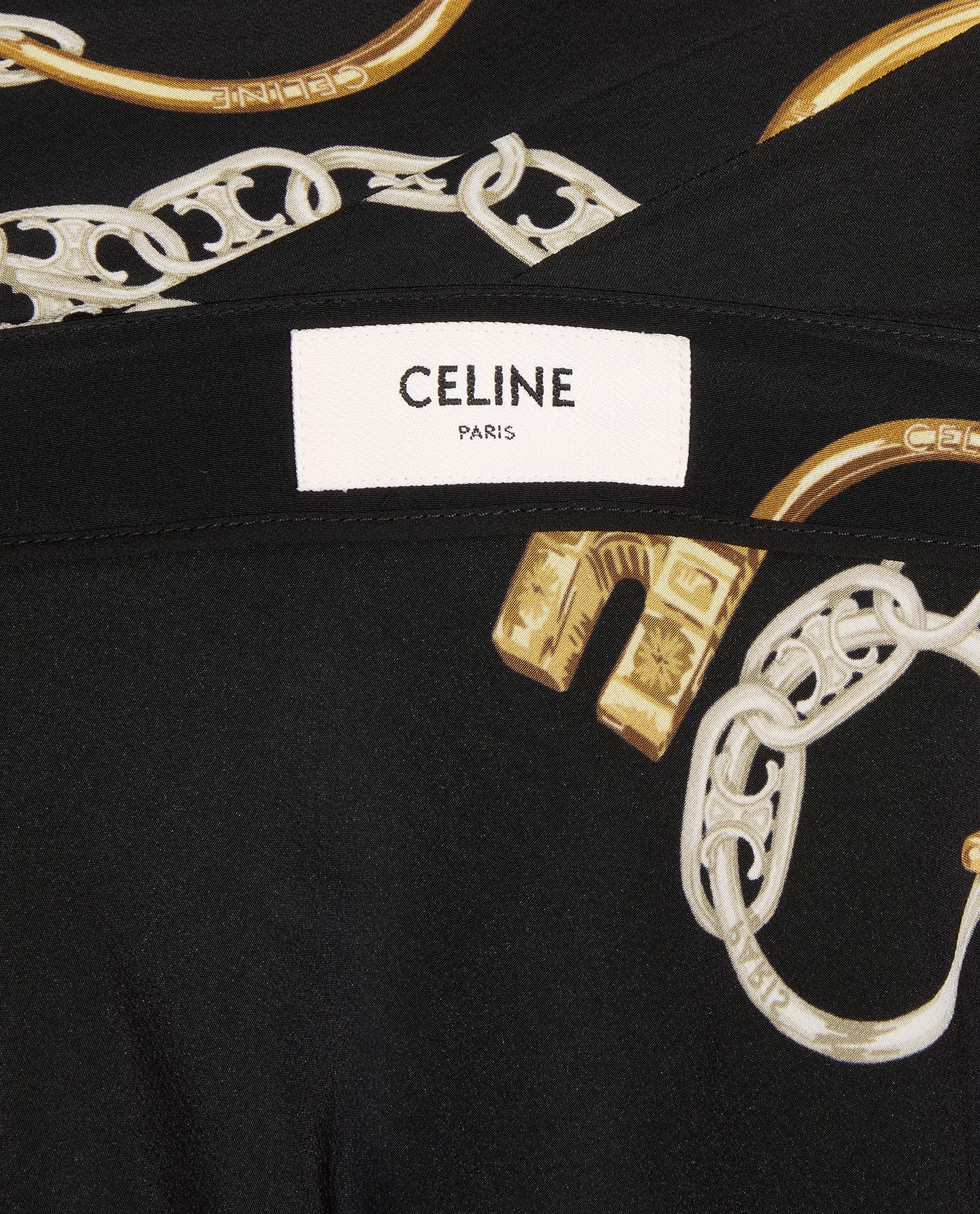 Celine Triomphe Chains Skirt, &pound;295, Clothing, Black/Yellow, Silk, Other view