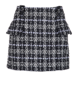 Balmain Tweed Mini Skirt, Viscose, Black/White, UK8, 2*