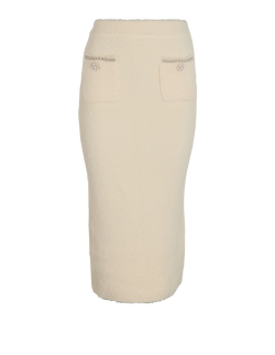 Self-Portrait Soft Knit Midi Skirt, Poly, Cream, Sz S, 3*