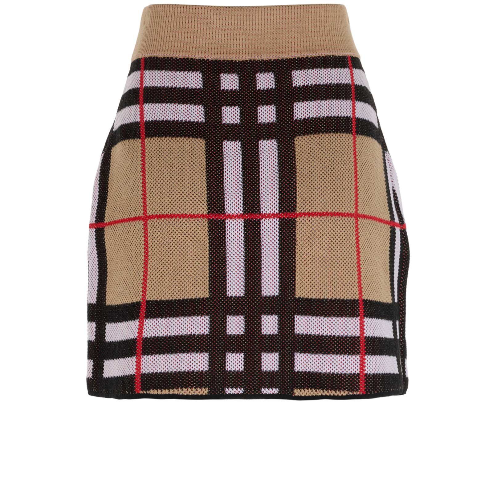 Burberry Check Mini Skirt, &pound;220, Clothing, Beige/Black, Polyester (Polymer), Back view