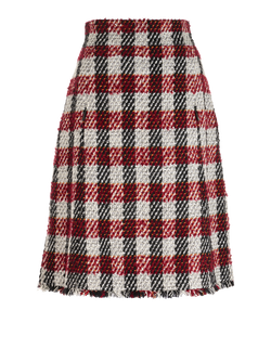 Chanel A-Line Tweed Skirt, Cotton/Wool, White/Burgundy, UK10, 2*