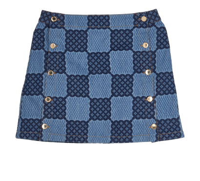 Louis Vuitton Damier Print Mini Skirt, &pound;450, Clothing, Blue, Cotton, Front view