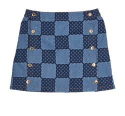 Louis Vuitton Damier Print Mini Skirt, Cotton, Blue, UK10, 3*