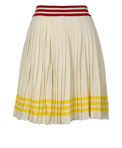 Gucci x Adidas Stripe Print Pleated Skirt, &pound;220, Clothing, Cream, Silk, Front view