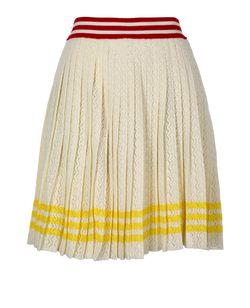 Gucci x Adidas Stripe Print Pleated Skirt, Silk, Cream, Sz 2XS, 3*