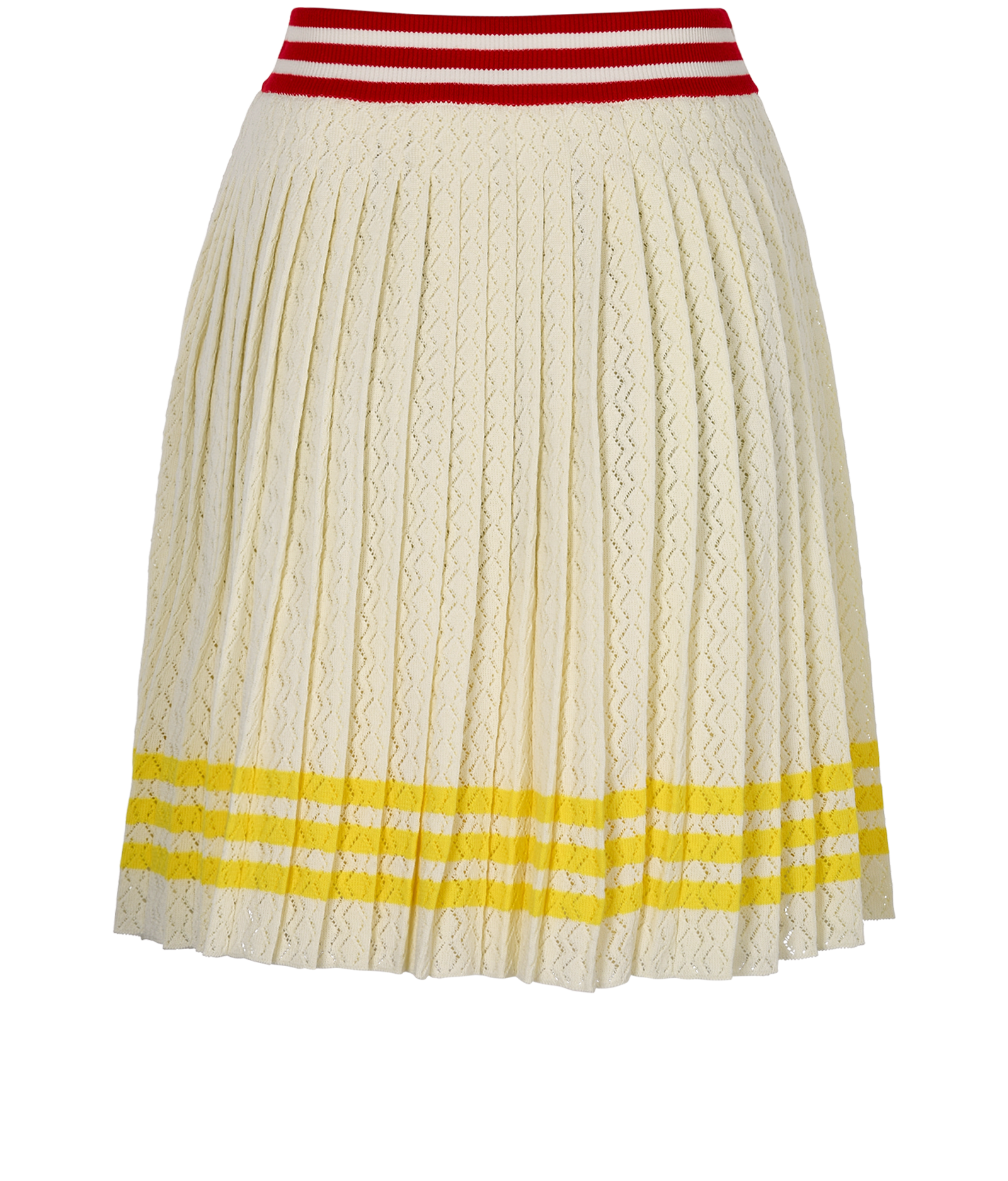 Gucci x Adidas Stripe Print Pleated Skirt, &pound;220, Clothing, Cream, Silk, Back view
