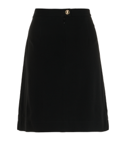 Burberry TB Button A-Line Skirt, Poly, Black, UK 10, 3*