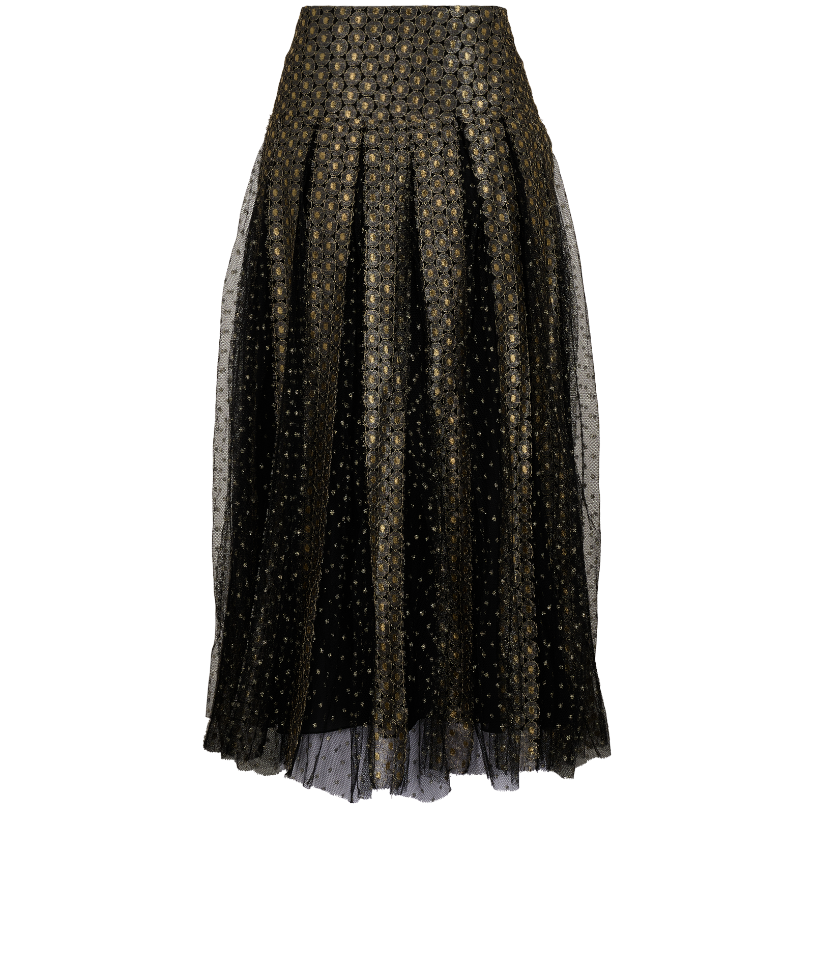 Christian Dior Metallic Lace Pleated Skirt, &pound;320, Clothing, Black, Polyester (Polymer)/Viscose, Back view