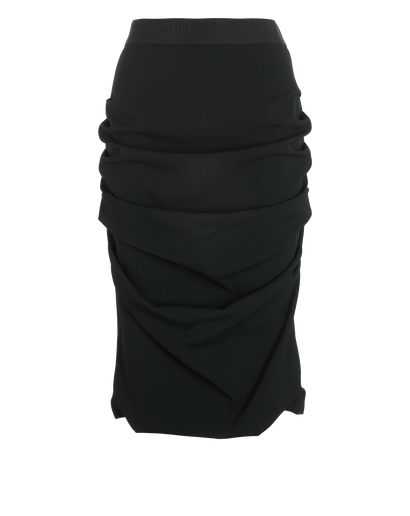 Dolce and Gabbana Rouched Midi Skirt, &pound;195, Clothing, Black, Acetate, Front view