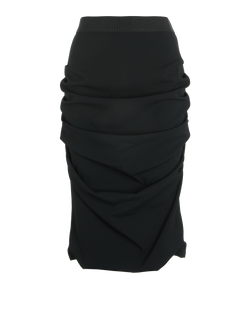 Dolce and Gabbana Rouched Midi Skirt, Acetate, Black, UK12, 3*