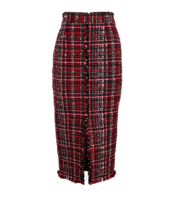 Alexander McQueen Tartan Tweed Skirt, Poly, Red, UK6, 2*