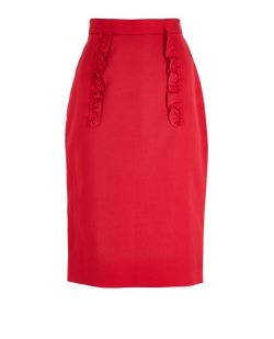 Miu Miu Midi Skirt, Poly, Red, UK10, 2*