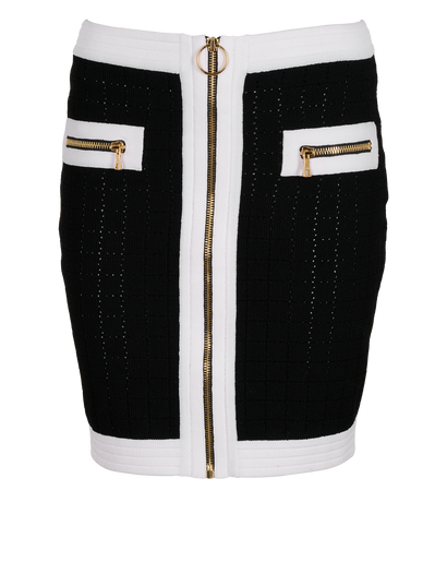 Balmain Front-Zip Mini Skirt, &pound;160, Clothing, Black, Viscose, Front view