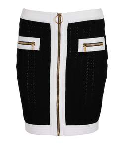 Balmain Front-Zip Mini Skirt, Viscose, Black, UK 6, 3*