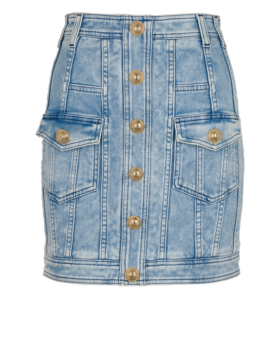 Balmain Washed-Effect Mini Skirt, &pound;170, Clothing, Blue, Cotton, Front view