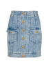 Balmain Washed-Effect Mini Skirt, &pound;170, Clothing, Blue, Cotton, Front view