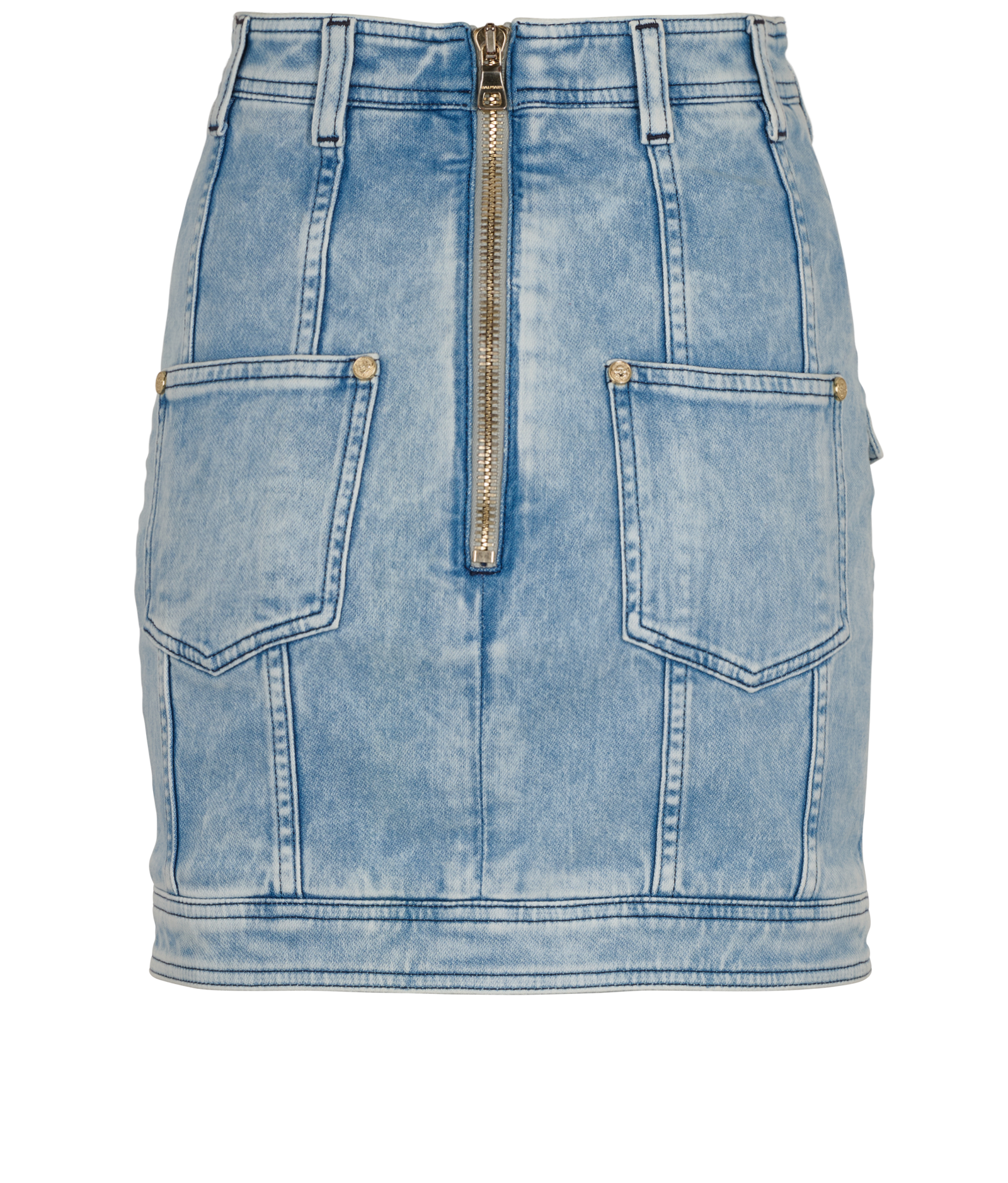 Balmain Washed-Effect Mini Skirt, &pound;170, Clothing, Blue, Cotton, Back view