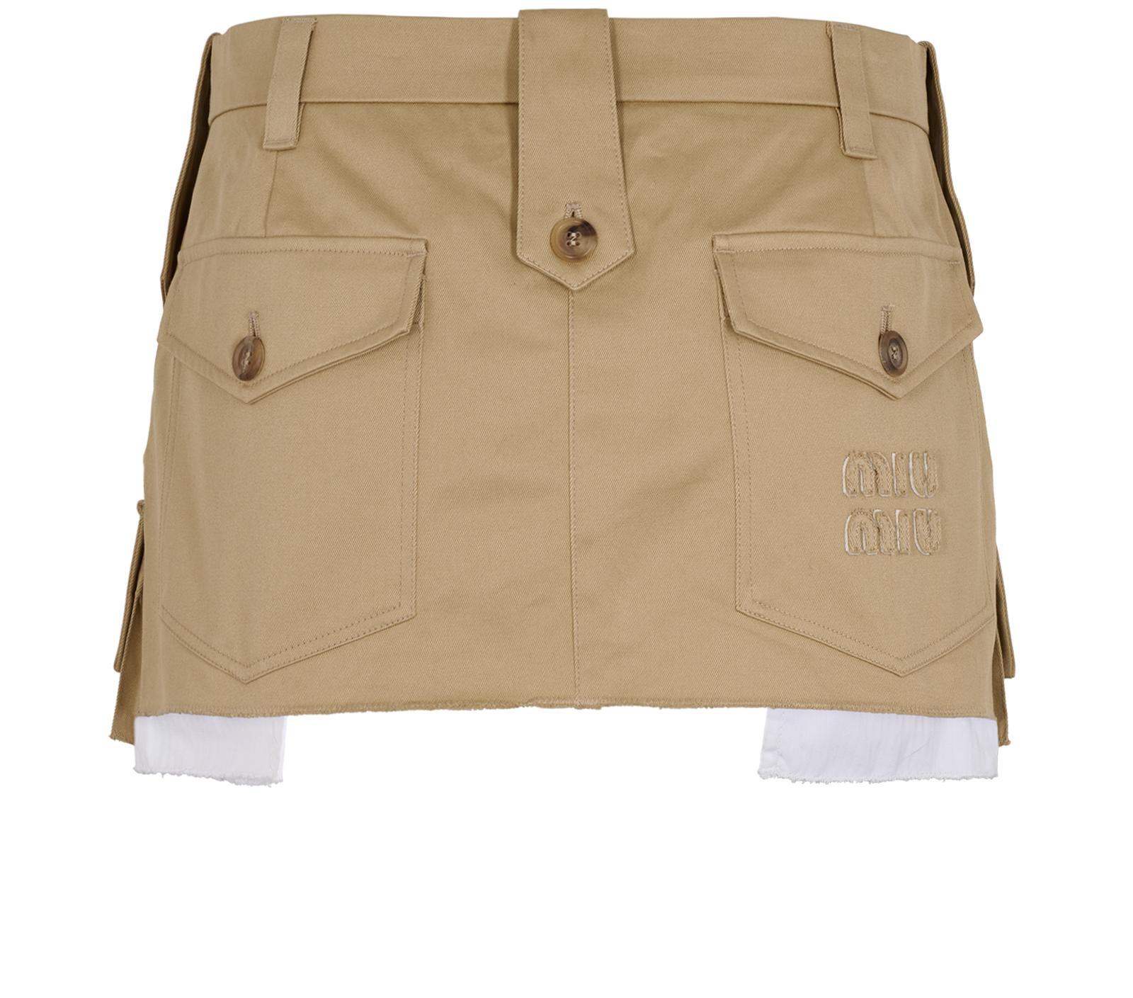 Miu Miu Chino Mini Skirt, &pound;450, Clothing, Beige, Cotton, Back view