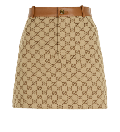 Gucci GG Mini Skirt, &pound;430, Clothing, Beige/Tan, Cotton/Leather, Front view
