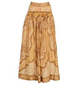 Zimmermann Wanderlust Maxi Skirt, Cotton/Silk, Gold/Beige, UK8, 3*