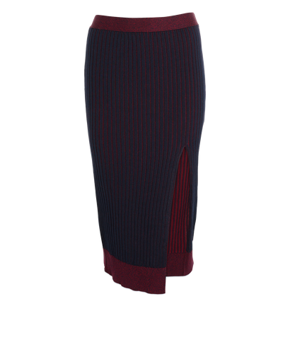 Bottega Veneta Ribbed Pencil Skirt, &pound;220, Clothing, Burgundy/Navy, Cotton, Front view