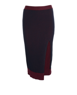 Bottega Veneta Ribbed Pencil Skirt, Cotton, Navy/Burgundy, Sz S, 3*