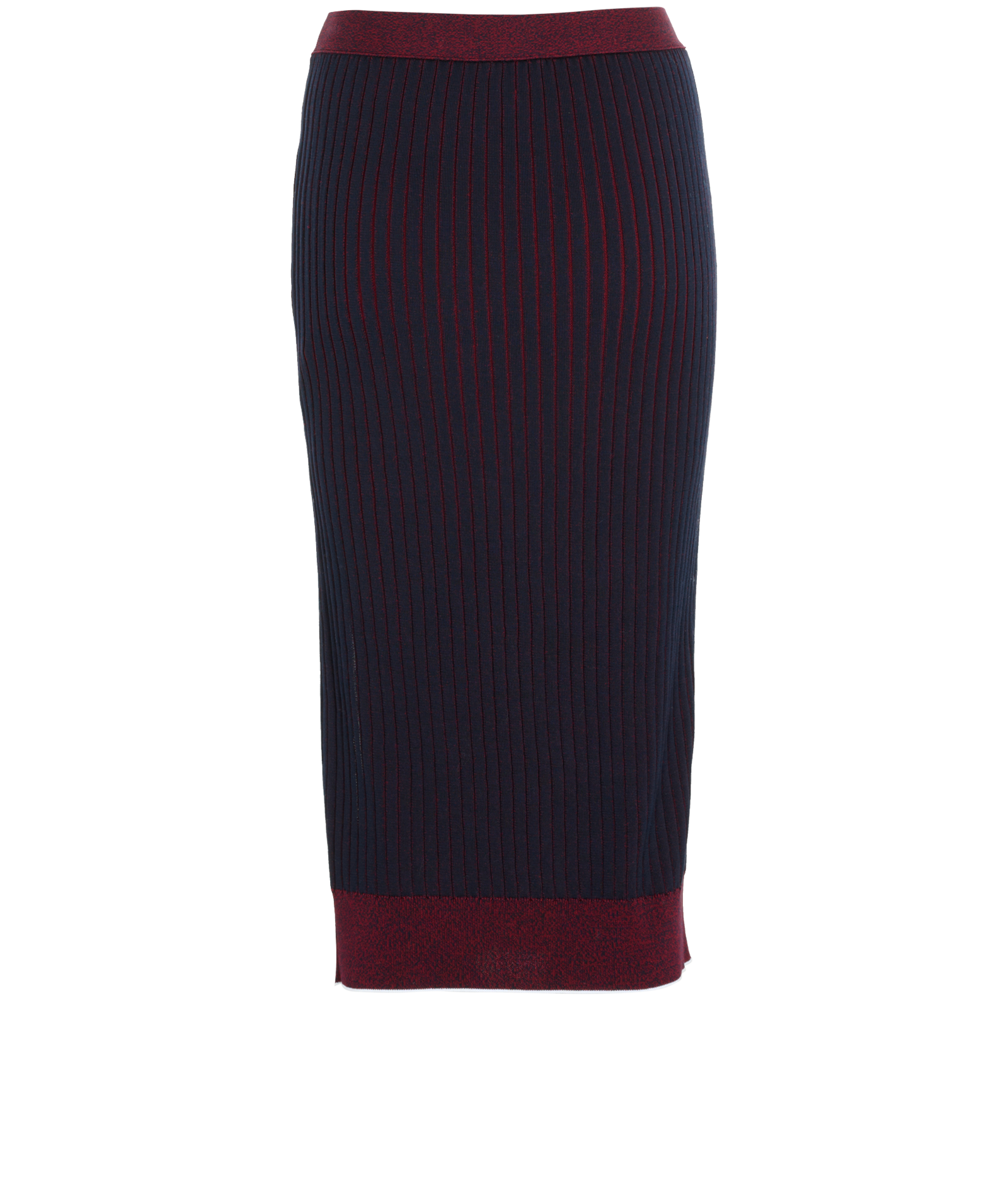 Bottega Veneta Ribbed Pencil Skirt, &pound;220, Clothing, Burgundy/Navy, Cotton, Back view