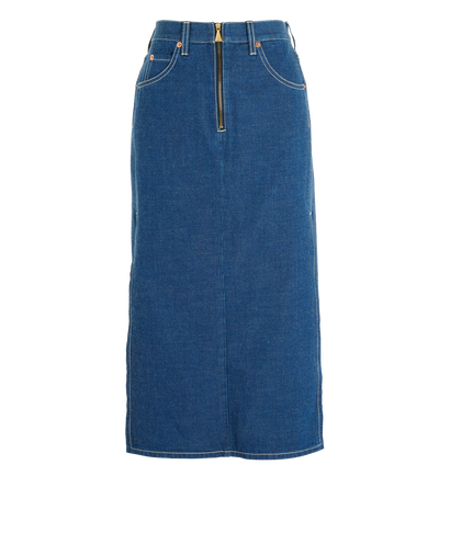 Gucci Midi Denim Skirt, &pound;390, Clothing, Blue, Cotton, Front view