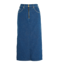 Gucci Midi Denim Skirt, Cotton, Blue, UK4, 3*