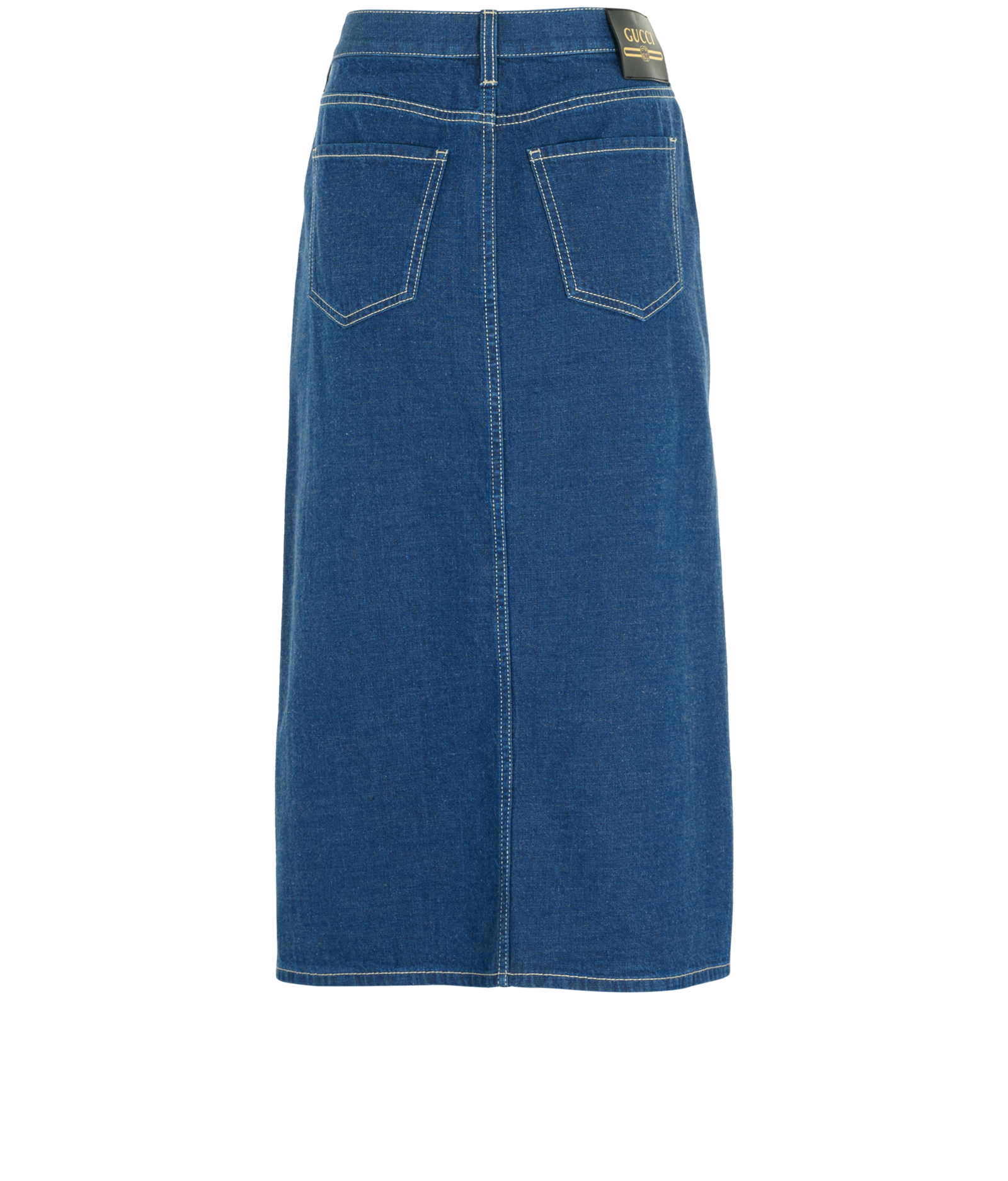 Gucci Midi Denim Skirt, &pound;390, Clothing, Blue, Cotton, Back view