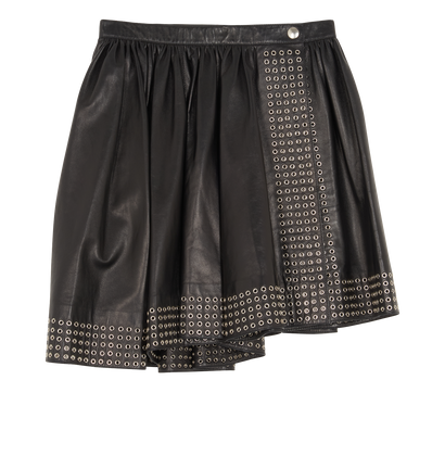 Alaia Eyelet Embellished Mini Skirt, &pound;450, Clothing, Black, Leather, Front view