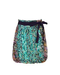 Alberta Ferretti Puff Mini Skirt, Silk, Purple/Green, UK 6
