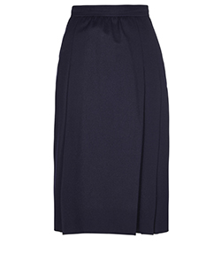Aquascutum Pleated Skirt, Wool, Navy, 10, 2*