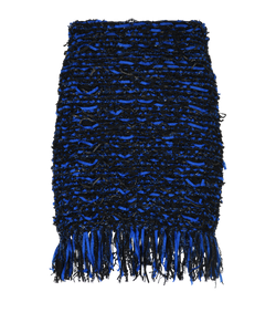 Balmain Fringed Pencil Skirt, Polyamide, Black/Blue, UK8, 3*