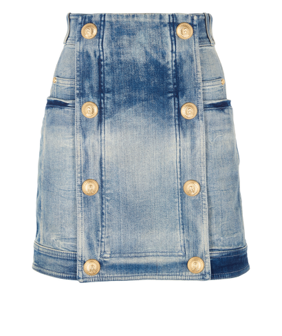 Balmain Denim Skirt, &pound;180, Clothing, Blue, Cotton, Front view