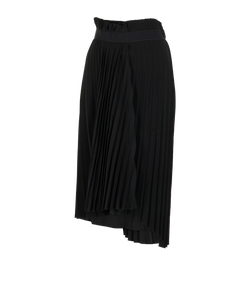 Balenciaga Pleated Asymmetric Skirt, Polyester, Black, UK 6, 3*