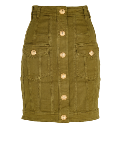 Balmain High Waist Jeans Mini Skirt, front view