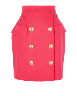 Balmain Buttoned Mini Skirt, Wool, Pink, UK8, 3*
