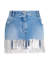 Balmain Diamanté Denim Mini Skirt, front view