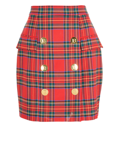 Balmain Tartan Mini Skirt, &pound;175, Clothing, Red, Wool, Front view