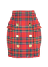 Balmain Tartan Mini Skirt, &pound;175, Clothing, Red, Wool, Front view
