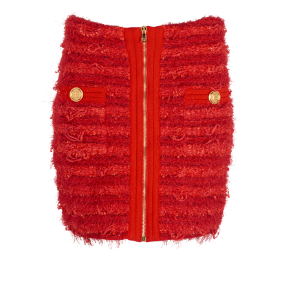Balmain Tweed Skirt, £350, Clothing, Red, Viscose, Front view