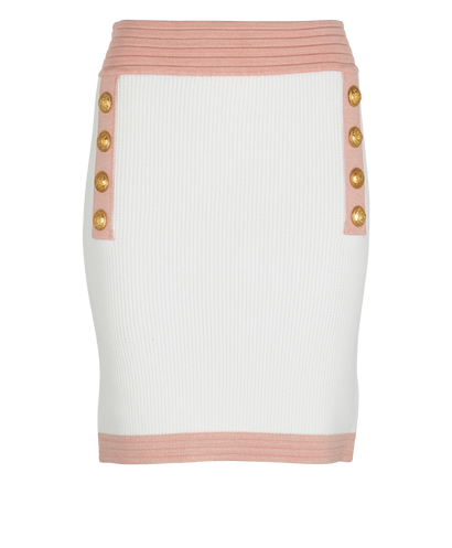 Balmain Ribbed-Knit Mini Skirt, front view