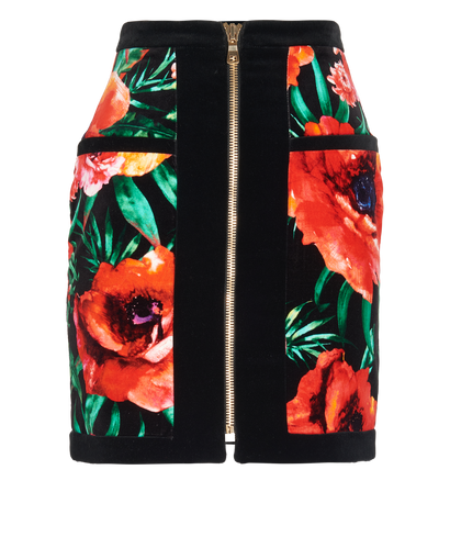 Balmain Floral Print Mini Skirt, front view